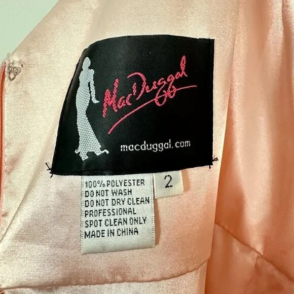 MAC DUGGAL Polka Dot Asymmetrical Ruffle Gown in Salmon Size US 2 - Picture 7 of 12